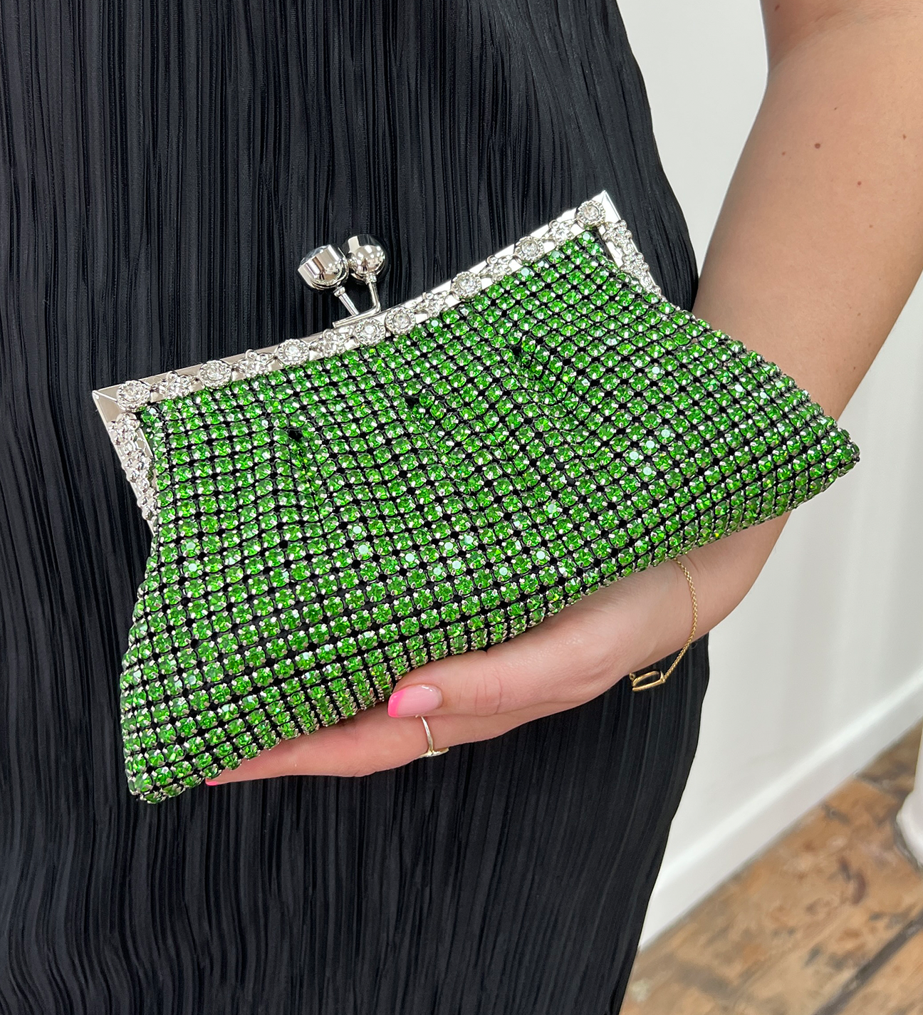 Green Crystal Clutch Bag - svnx