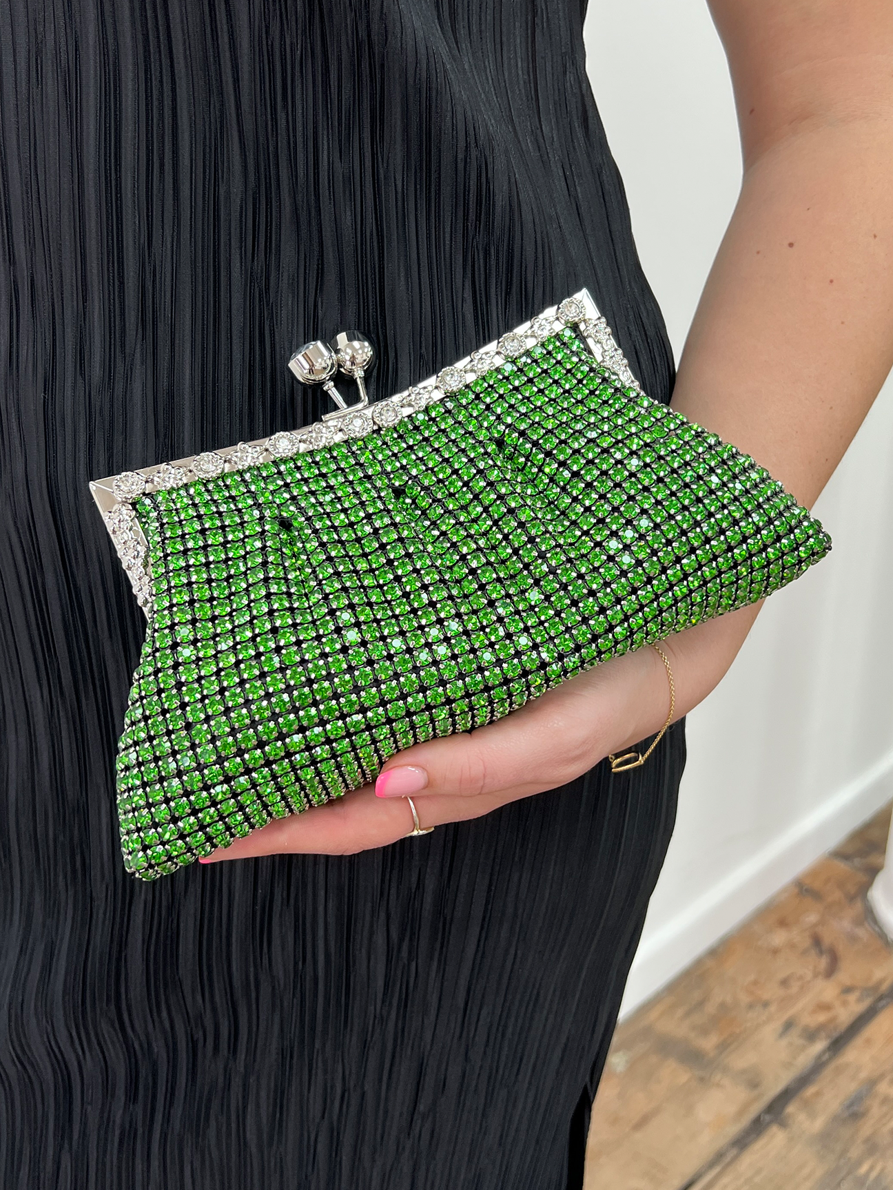 Green Crystal Clutch Bag - svnx