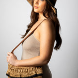 Straw Shoulder Bag with Frill Detail