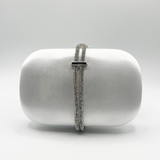 White Clutch bag with Crystal Stap Handle