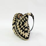 Black Woven Straw Shoulder Bag