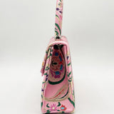 Floral Satin Embroidered Top Handle Bag - svnx