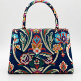 Floral Satin Embroidered Top Handle Bag - svnx