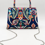 Floral Satin Embroidered Top Handle Bag - svnx