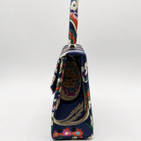 Floral Satin Embroidered Top Handle Bag - svnx