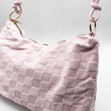 Medium Handbag in Checked Cloth in Pink