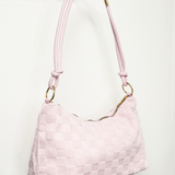 Medium Handbag in Checked Cloth in Pink