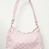 Medium Handbag in Checked Cloth in Pink