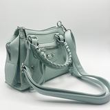 Small Light Blue Handbag With Silver Hardware