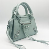 Small Light Blue Handbag With Silver Hardware