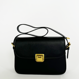 Black Shoulder Bag with Gold Clasp Fastening