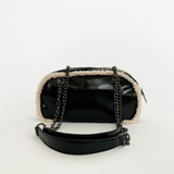 Patent Shoulder Bag with Borg Fur Trim