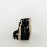 Patent Shoulder Bag with Borg Fur Trim