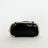 Patent Shoulder Bag with Borg Fur Trim