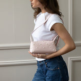 Pink Shoulder bag with pearl studs