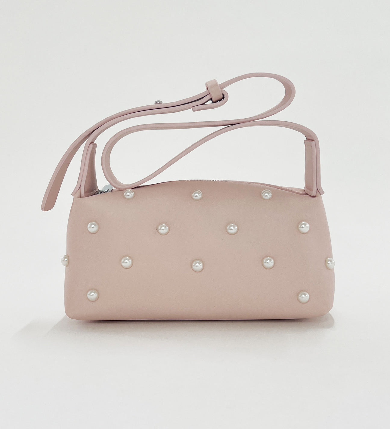 Pink Shoulder bag with pearl studs - svnx