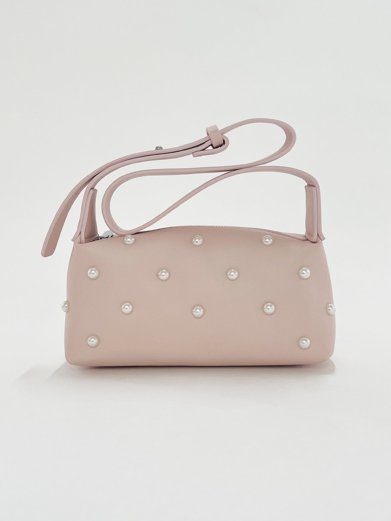 Pink Shoulder bag with pearl studs - svnx
