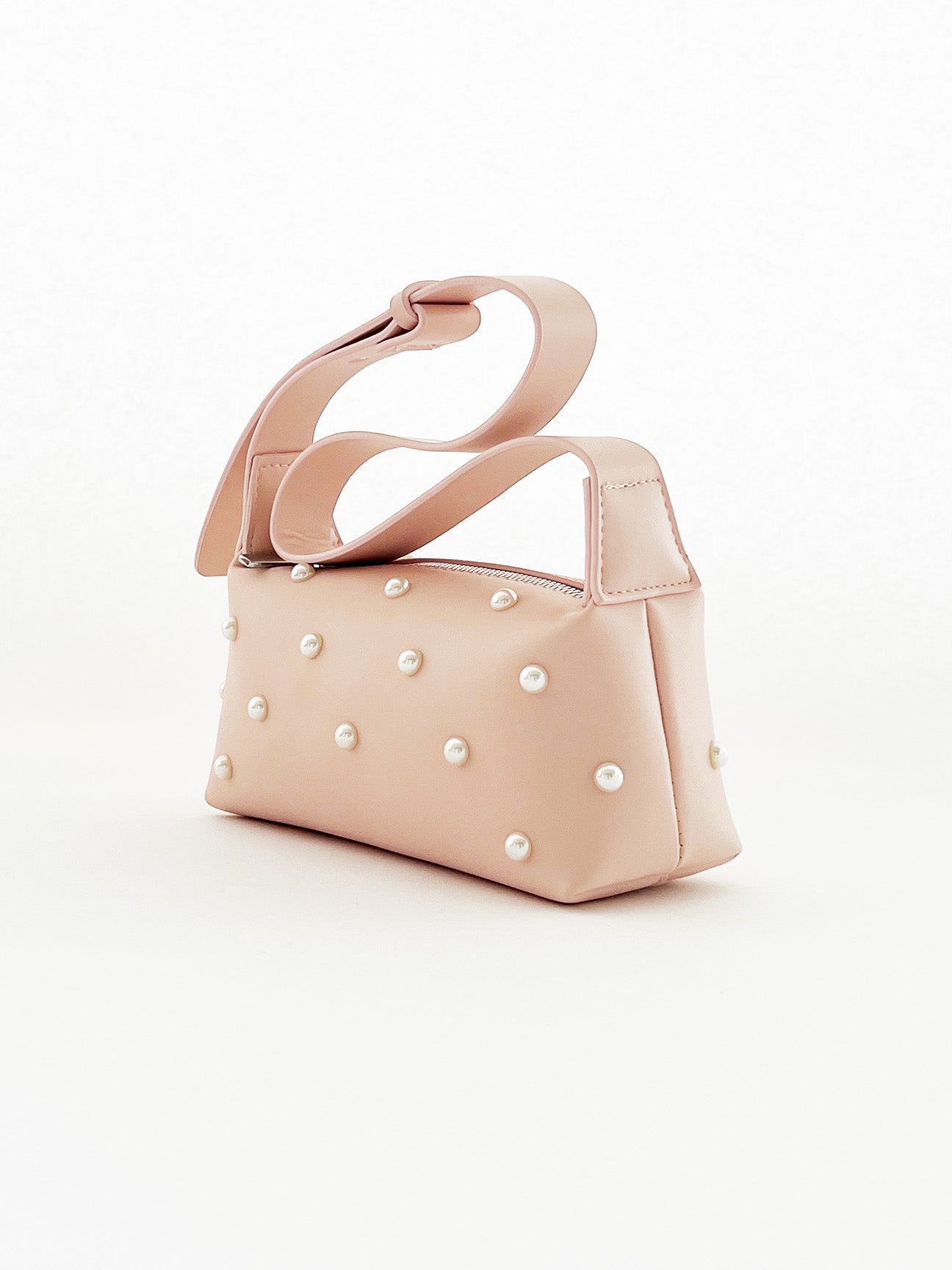 Pink Shoulder bag with pearl studs - svnx