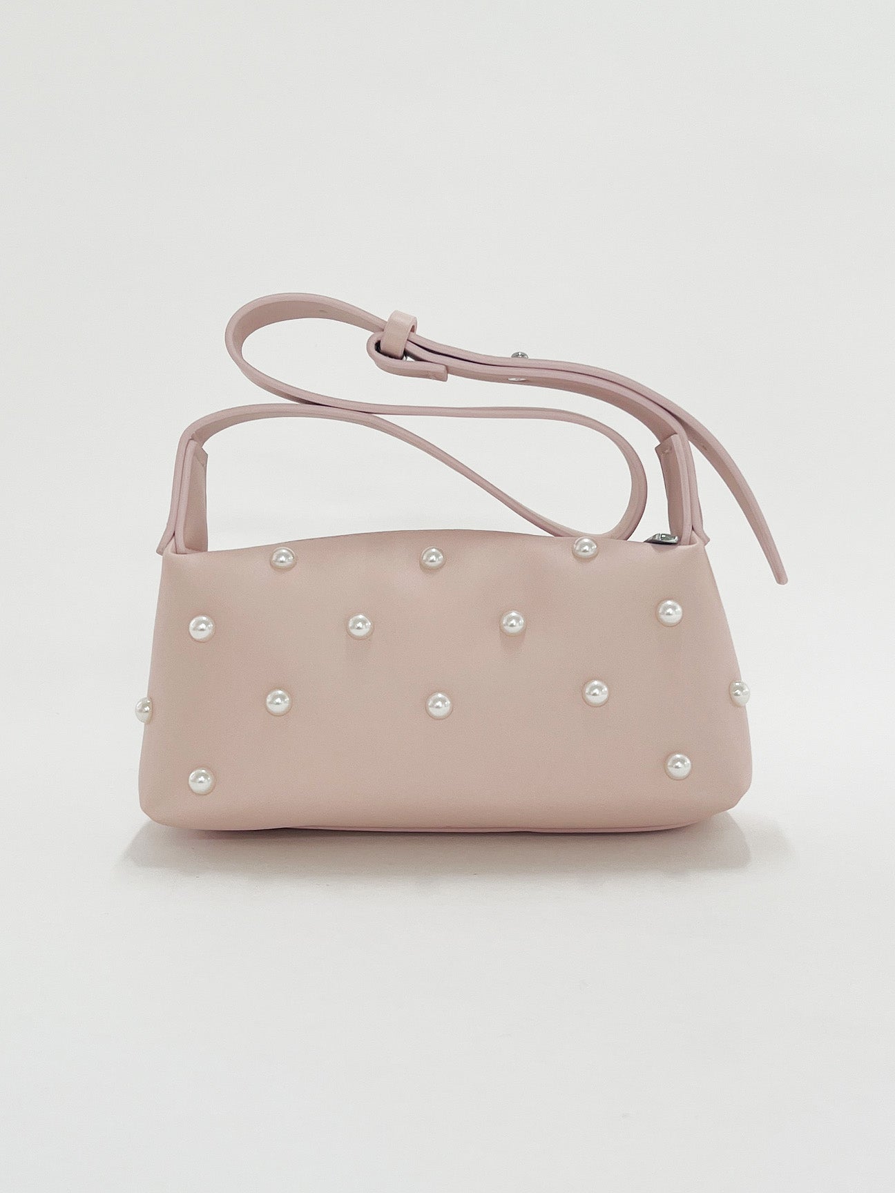 Pink Shoulder bag with pearl studs - svnx