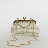 White and Gold Boucle Cross Body Bag