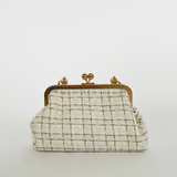 White and Gold Boucle Cross Body Bag