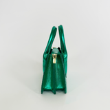 Faux Croc Mini Cross Body Bag in Metallic Green