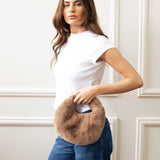 Faux Fur Soft Grab Bag in Brown