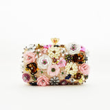 Floral Applique Clutch Bag in Cream - svnx