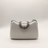 Shimmer Grab Bag with Double Chain Strap Silver