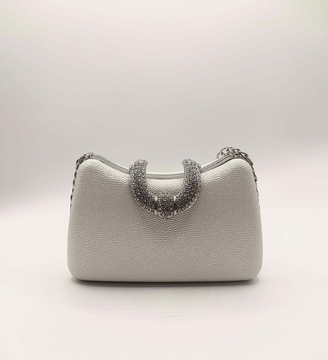 Shimmer Grab Bag with Double Chain Strap Silver - svnx