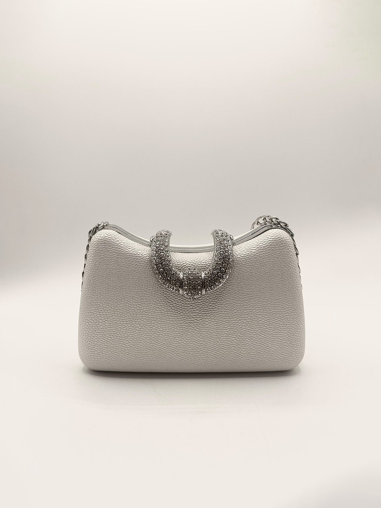 Shimmer Grab Bag with Double Chain Strap Silver - svnx