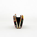 Black Square Clutch with Multicoloured Embroidered Florals