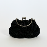 3D Rose Clutch Bag in Black