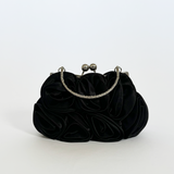 3D Rose Clutch Bag in Black - svnx