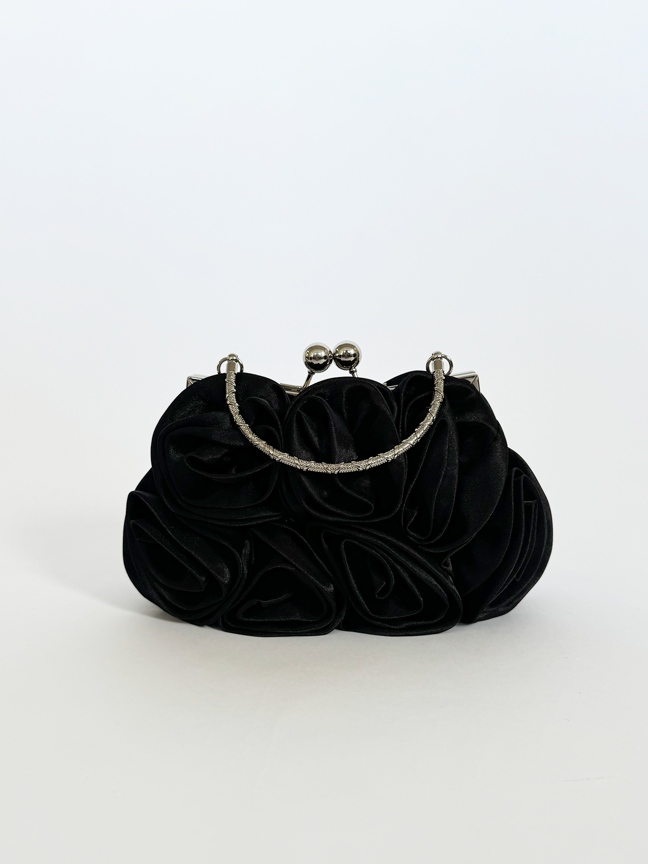 3D Rose Clutch Bag in Black - svnx