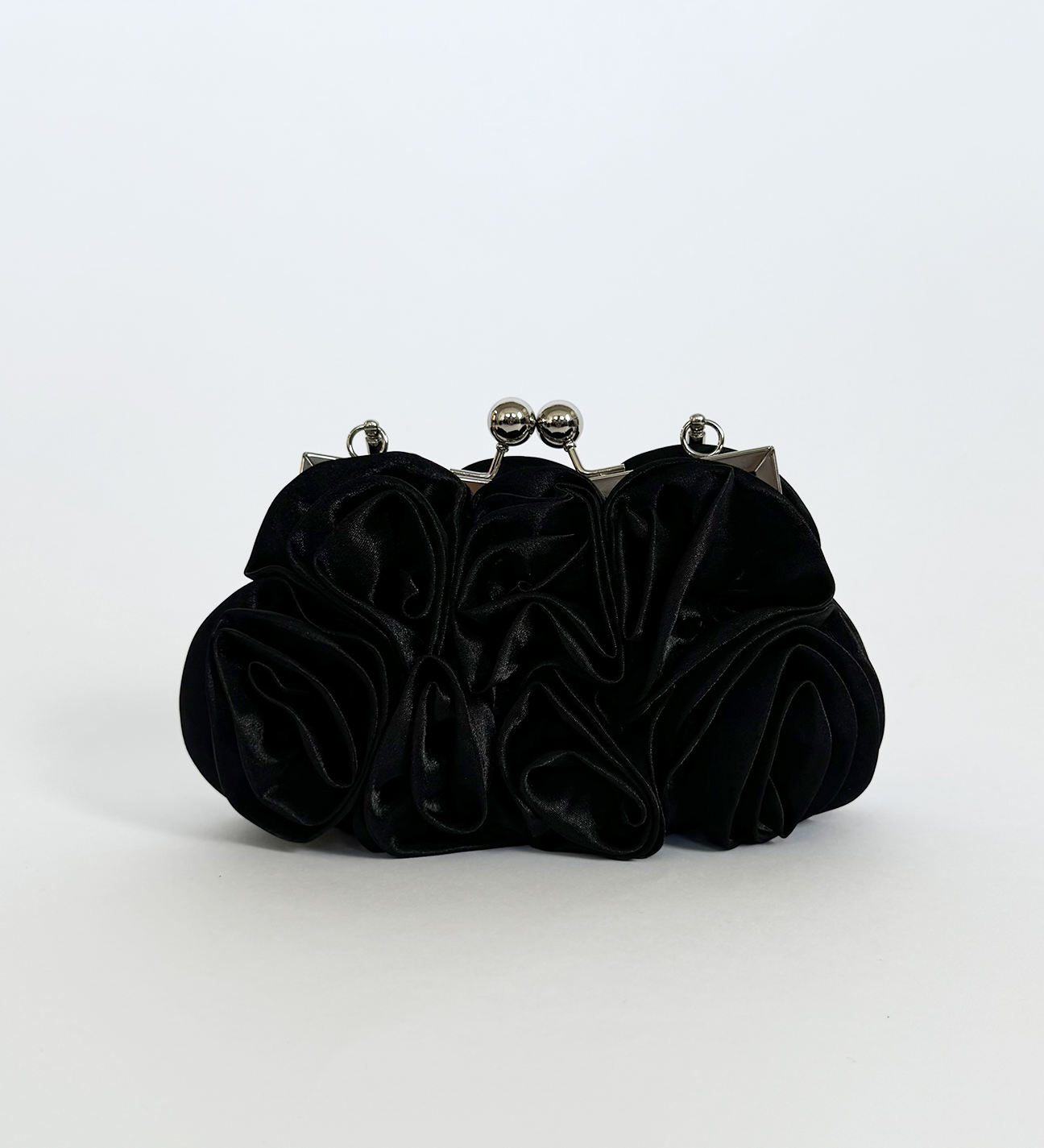 3D Rose Clutch Bag in Black - svnx
