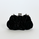 3D Rose Clutch Bag in Black - svnx