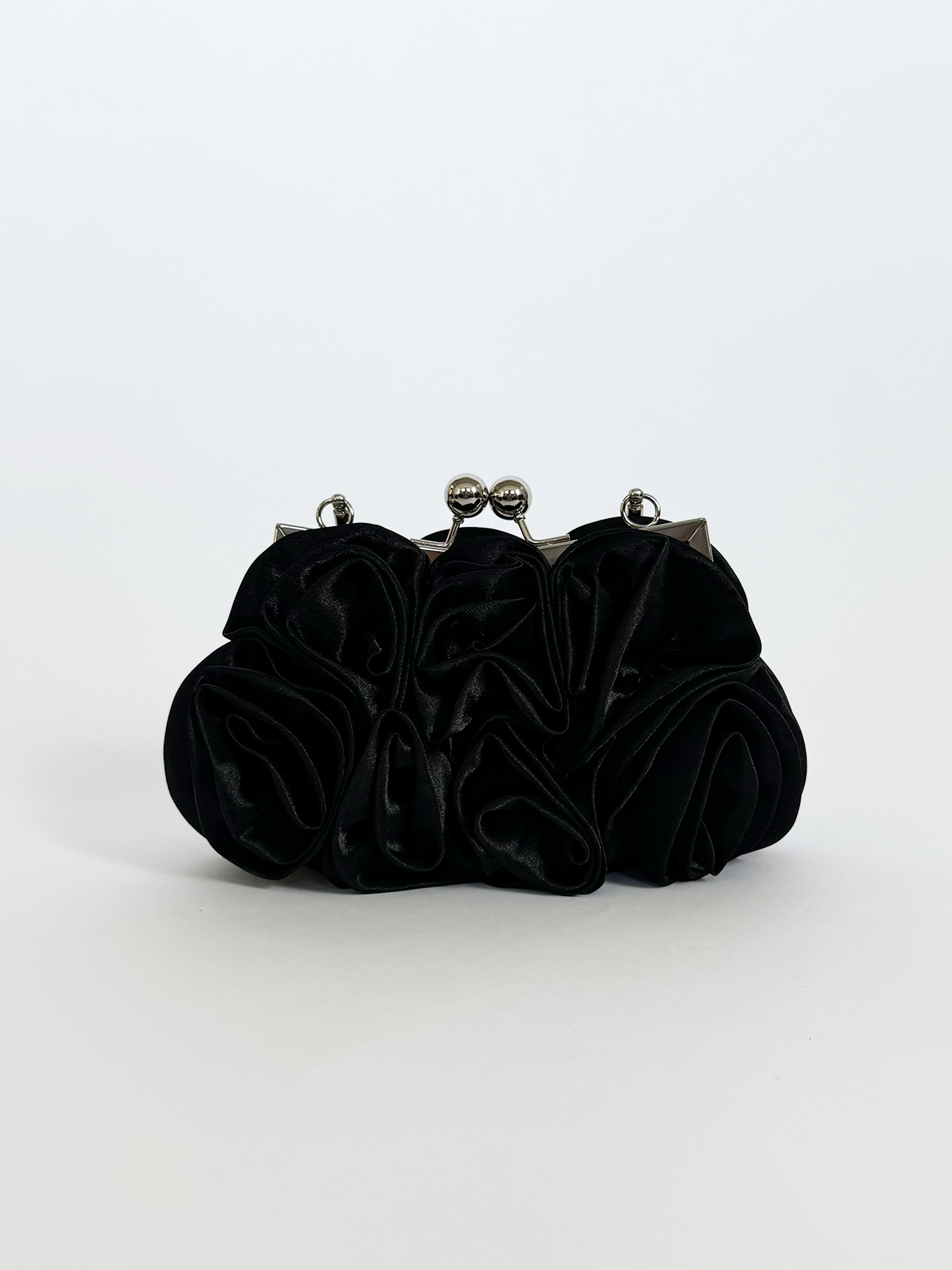 3D Rose Clutch Bag in Black - svnx