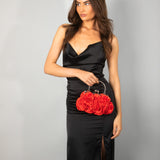 3D Rose Clutch Bag in Red