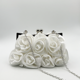 3D Rose Clutch Bag in White