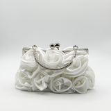 3D Rose Clutch Bag in White