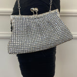 Silver Crystal Clutch Bag