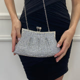 Silver Crystal Clutch Bag