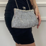 Silver Crystal Clutch Bag