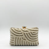 Luxurious Gold Pearl Embellished Clutch Bag