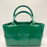 Woven Faux Leather Grab Bag in Green - svnx