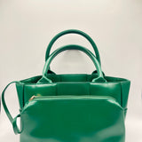 Woven Faux Leather Grab Bag in Green - svnx