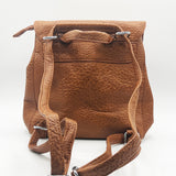 Square Faux Leather Backpack in Brown