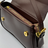 Curved Baguette Bag in Dark Brown