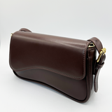 Curved Baguette Bag in Dark Brown